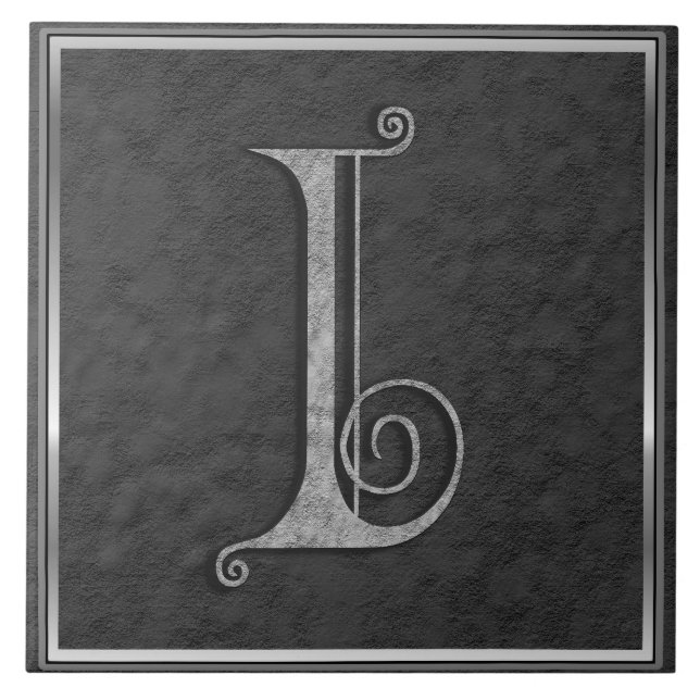 I Monogram "Mediaeval Grey Stone" Ceramic Tile (Front)