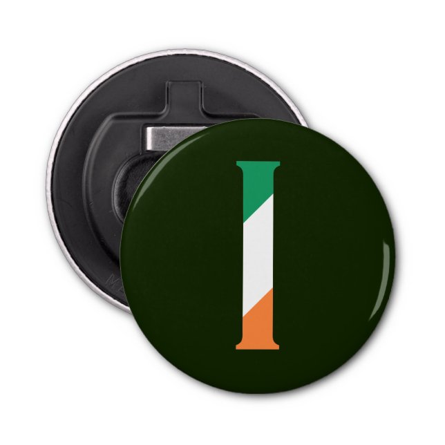 I Monogram overlaid on Irish Flag bocnt Bottle Opener (Front)
