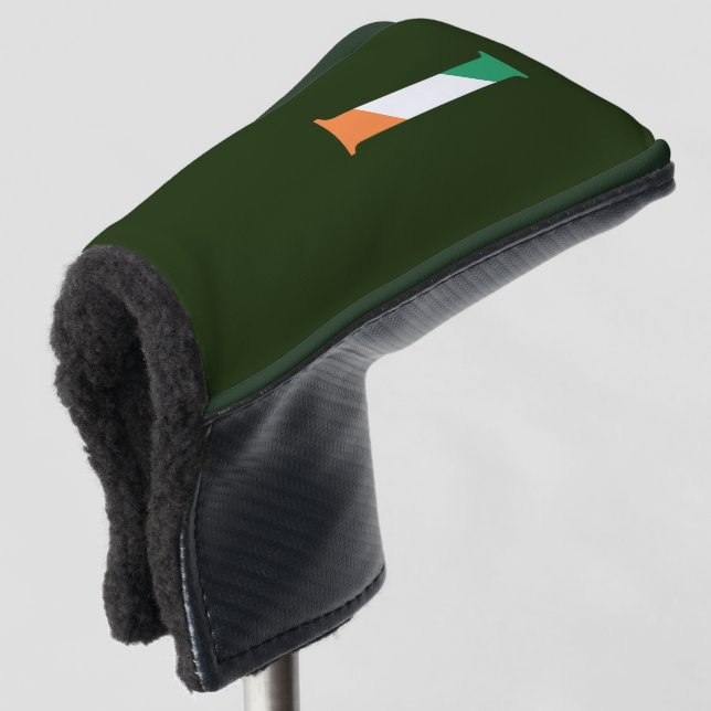 I Monogram overlaid on Irish Flag pccnt Golf Head Cover (3/4 Front)