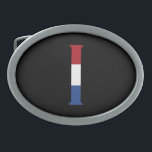I Monogram overlaid on NLD Flag on bk bbcnt Belt Buckle<br><div class="desc">I Monogram overlaid on The Netherlands Flag on black belt buckle

Design © Trinkets and Things 2022 - AHP Design. All Rights Reserved.</div>
