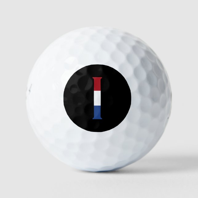 I Monogram overlaid on NLD Flag on bk be6 gbcnt Golf Balls (Front)