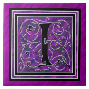 I Monogram "Purple Waters" Ceramic Tiles