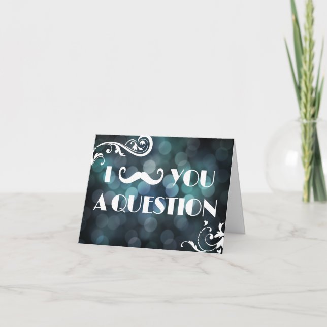 I Moustache You A Question Bokeh Lights Invitation (Front)