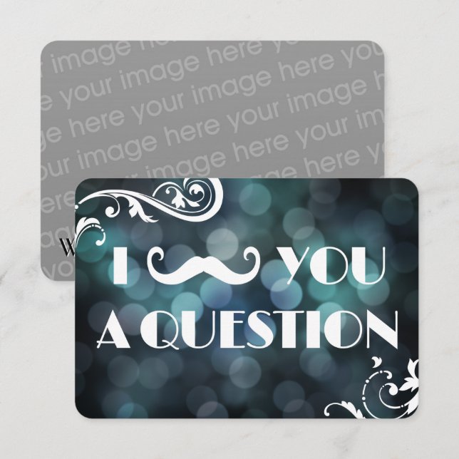 I Moustache You A Question Bokeh Lights Invitation (Front/Back)