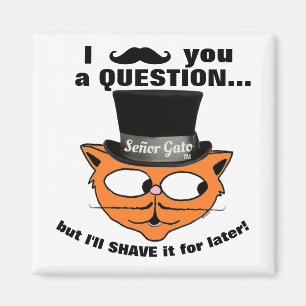 "I moustache you a question" Señor Gato top hat ca Magnet