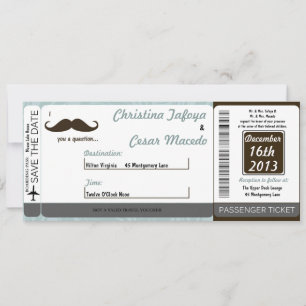 I Moustache You Boarding Pass Wedding Invitation