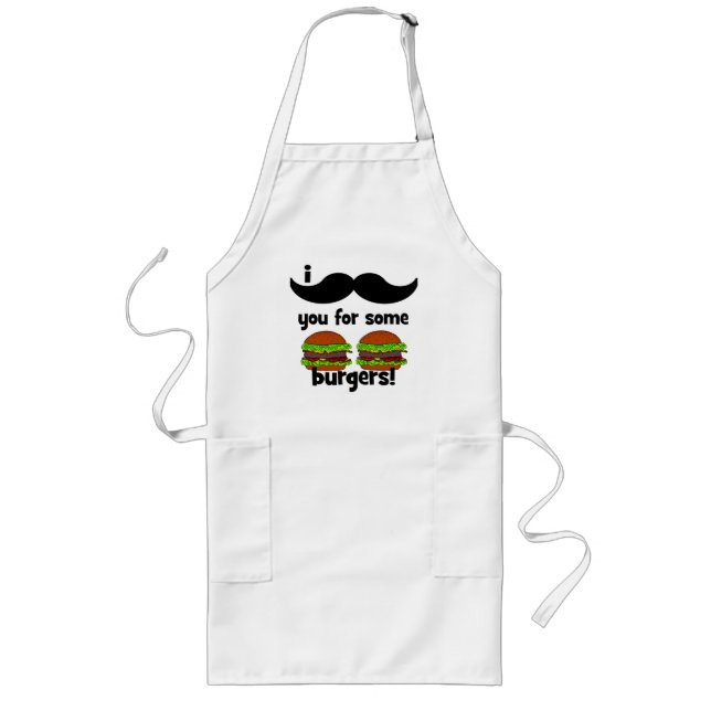 I moustache you for some burgers! long apron (Front)