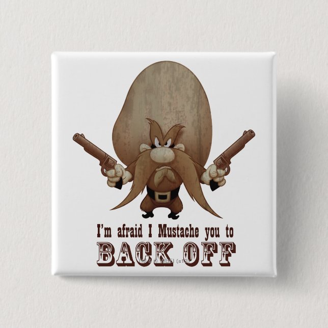 I Moustache You To Back Off 15 Cm Square Badge (Front)