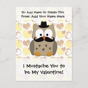 I Moustache You to be My Valentine Holiday Postcard
