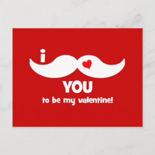 I moustache you to be my valentine! holiday postcard