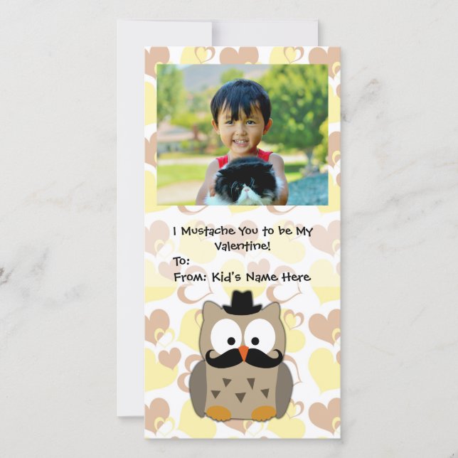 I Moustache You to be My Valentine Kids Holiday Card (Front)