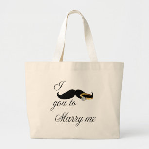 I Moustache you -to Marry Me Large Tote Bag