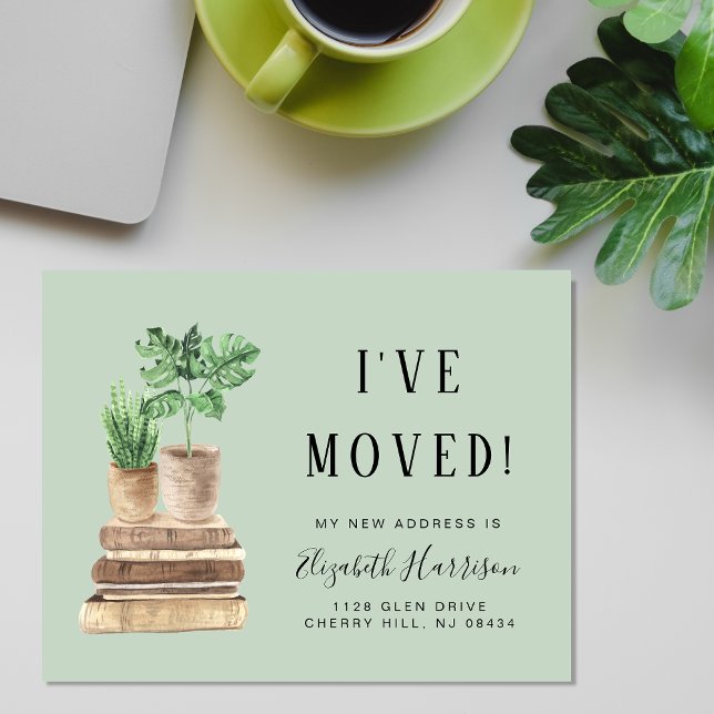 I Moved Boho Plants Sage Green Announcement (Creator Uploaded)