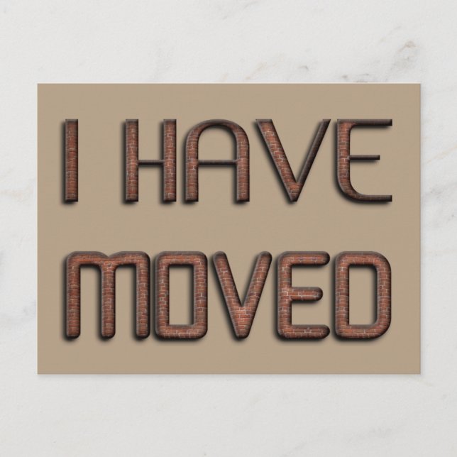 I Moved New Address Funny Stone Bricks Typography Announcement Postcard (Front)