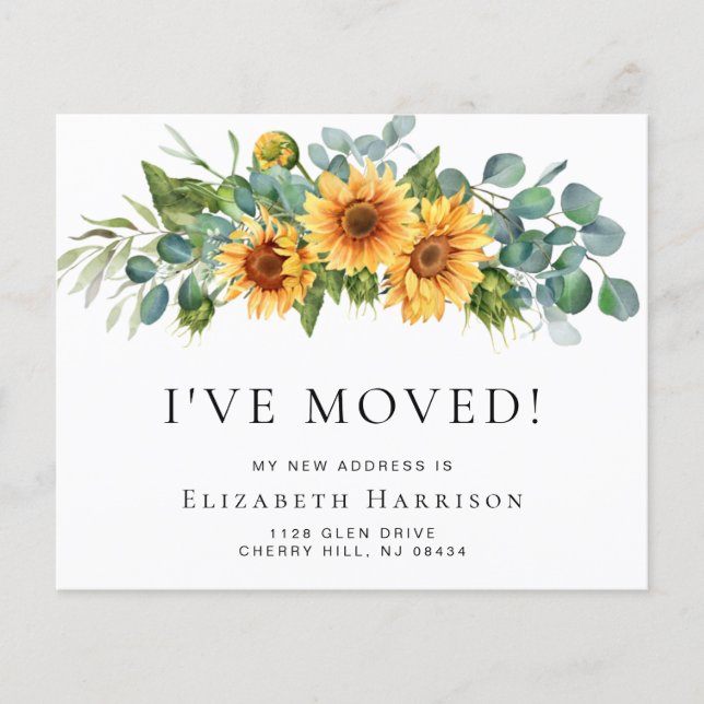 I Moved Sunflower Eucalyptus Moving Announcement (Front)