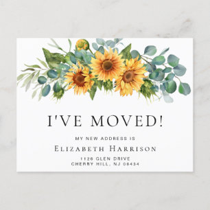 I Moved Sunflower Eucalyptus Moving Announcement Postcard