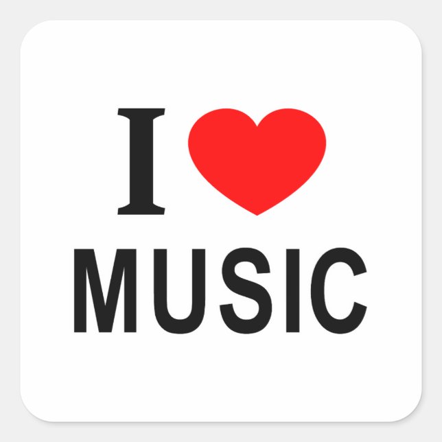 I ❤️ MUSIC I LOVE MUSIC I HEART MUSIC SQUARE STICKER (Front)