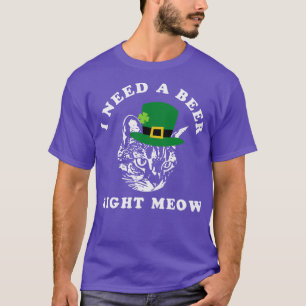 I Need A Beer Right Meow St Patricks Day Cat Tabby T-Shirt