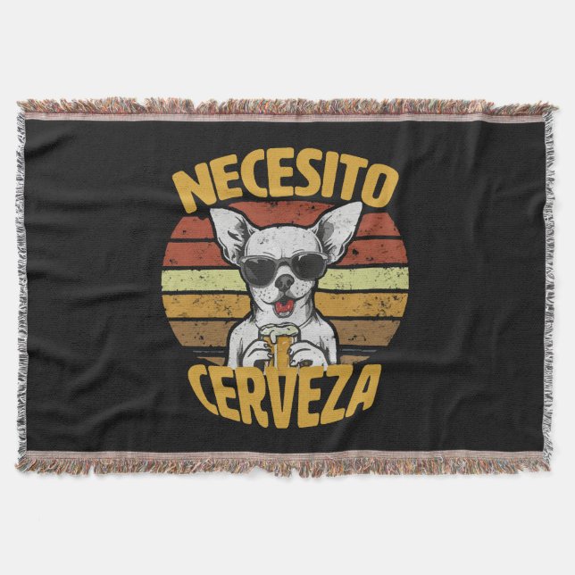 I NEED A CUTE CHIHUAHUA BEER THROW BLANKET (Front)