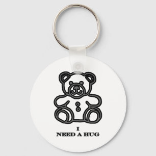 I Need A Hug Bear Black jGibney The MUSEUM Zazzle Key Ring