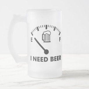 I Need Beer Funny Party Glass Frosted Glass Beer Mug