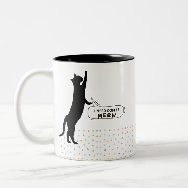 I need coffee MEOW  Two-Tone Coffee Mug (Left)