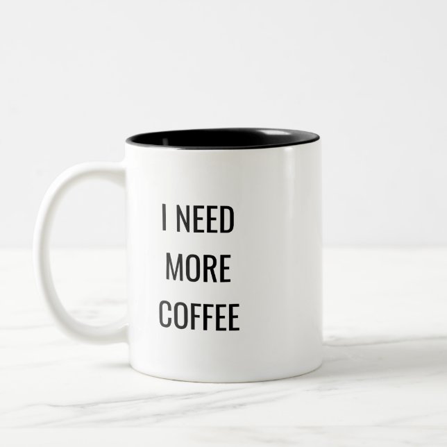 I Need More Coffee Funny Quote Mug – Humor Gift (Left)