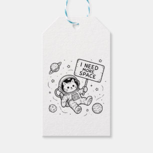 I Need More Space Funny Cat Astronaut Gift Tags