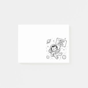 I Need More Space Funny Cat Astronaut Post-it Notes