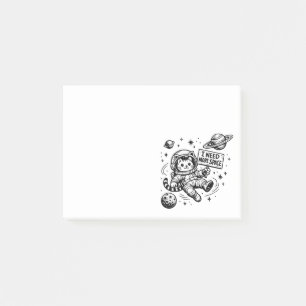 I Need More Space Funny Cat Astronaut Post-it Notes