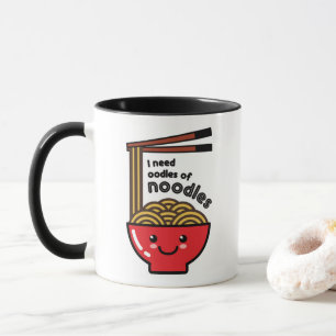 "I Need Noodles" Kawaii Ramen Bowl & Chopstick Mug
