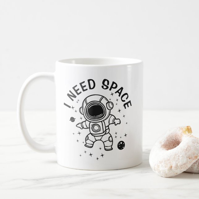 "I Need Space" - Astronaut Alone Time Coffee Mug (With Donut)
