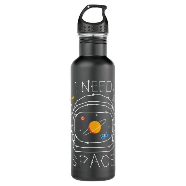 I Need Space Astronaut Helmet Solar System Astrono 710 Ml Water Bottle (Front)
