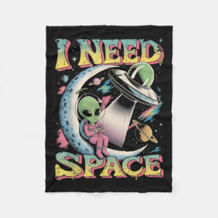 I Need Space Astronomy Alien Retro  Fleece Blanket