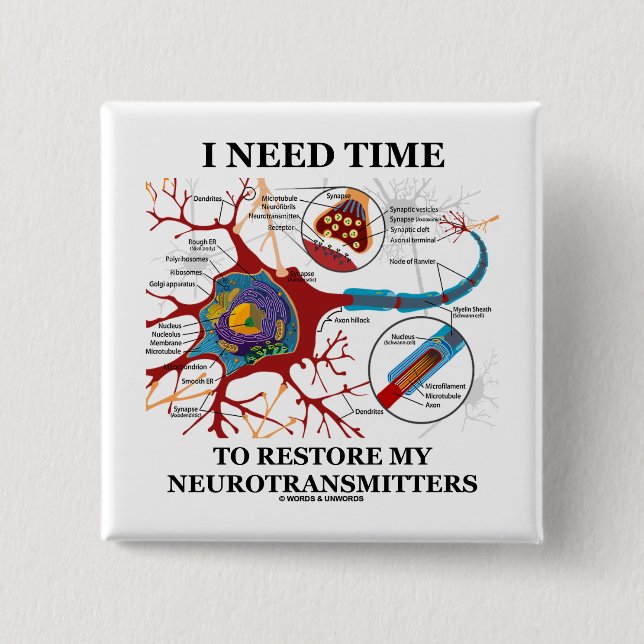 I Need Time To Restore My Neurotransmitters 15 Cm Square Badge (Front)