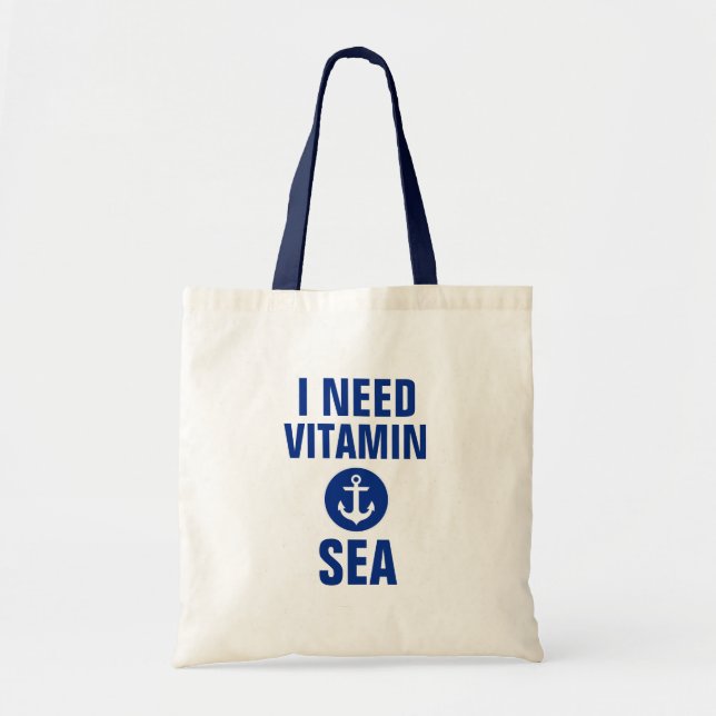 I Need Vitamin Sea Nautical Blue Anchor Tote Bag B (Front)