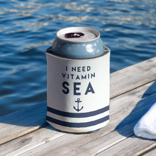 I Need Vitamin Sea Navy Anchor Quote Can Cooler