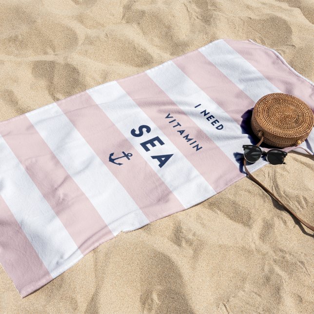I Need Vitamin Sea | Striped Beach Towel (Creator Uploaded)
