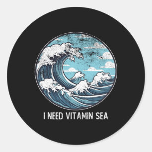 I Need Vitamin Wave Sea For Sea Kanagawa Classic Round Sticker