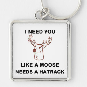 I NEED YOU LIKE A MOOSE NEEDS A HATRACK KEY RING