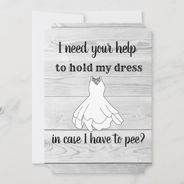 I Need Your Help to Pee Wedding MOH Invitation (Front)