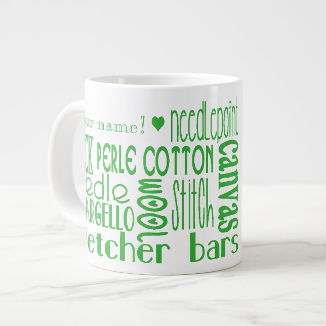 I ♥ Needlepoint Jumbo Mug (Front Left)