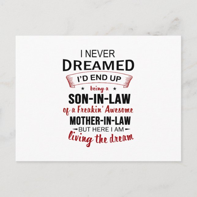 I Never Dreamed I'd End Up Being A Son-In-Law Announcement Postcard (Front)