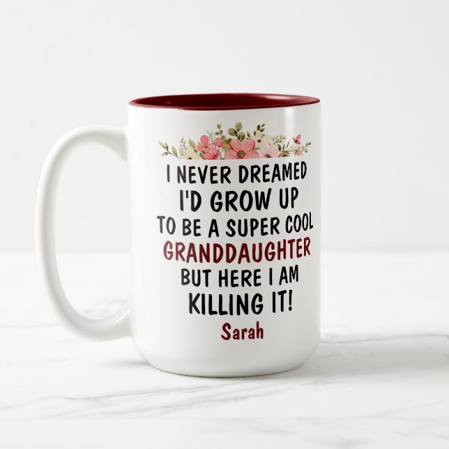 I Never Dreamed I'd Grow Up To Be A Granddaughter Two-Tone Coffee Mug (Left)