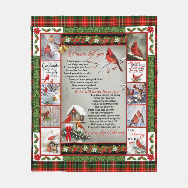 I Never Left You Christmas Cardinal Nice Gift Fleece Blanket (Front)