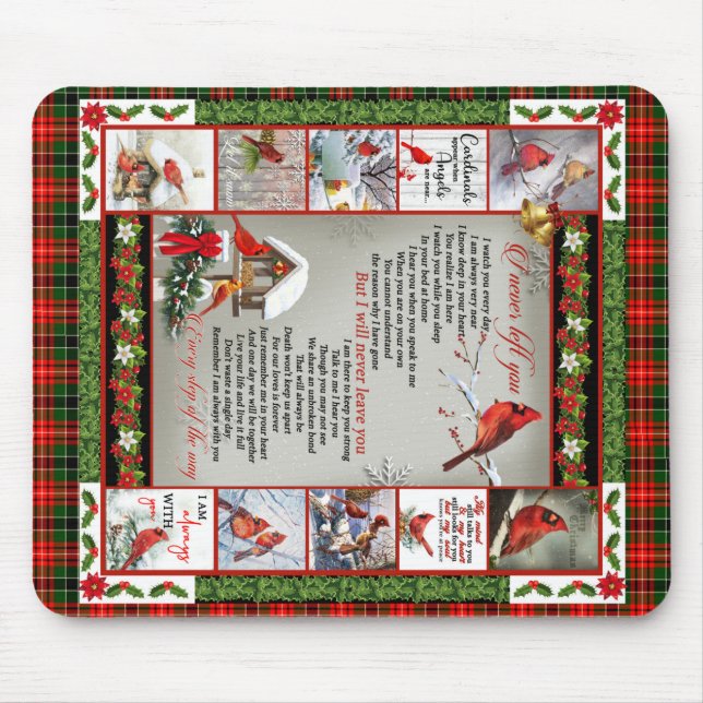 I Never Left You, Christmas Cardinal Quilt Blanket Mouse Mat (Front)