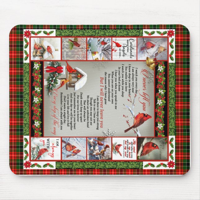I Never Left You, Christmas Cardinal Quilt Blanket Mouse Mat (Front)