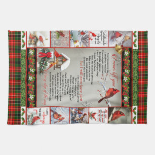 I Never Left You, Christmas Cardinal Quilt Blanket Tea Towel