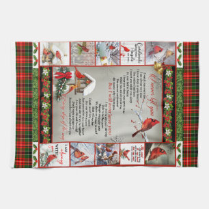 I Never Left You, Christmas Cardinal Quilt Blanket Tea Towel