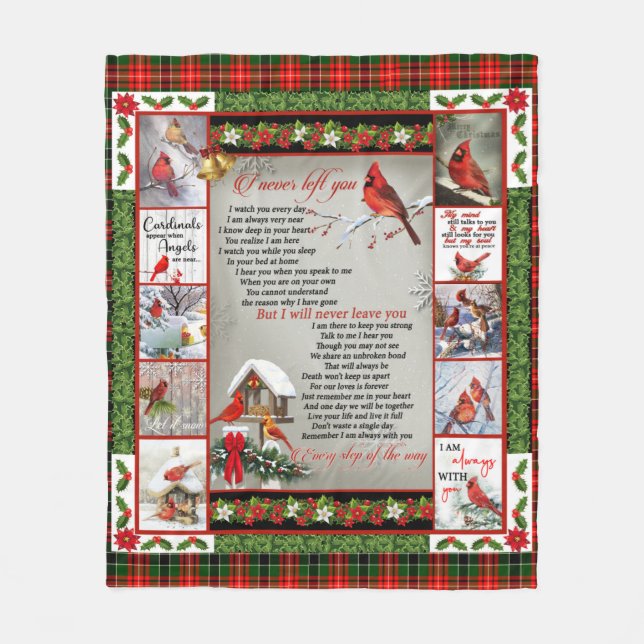 I Never Left You, Christmas Cardinal Quilt Fleece Blanket (Front)